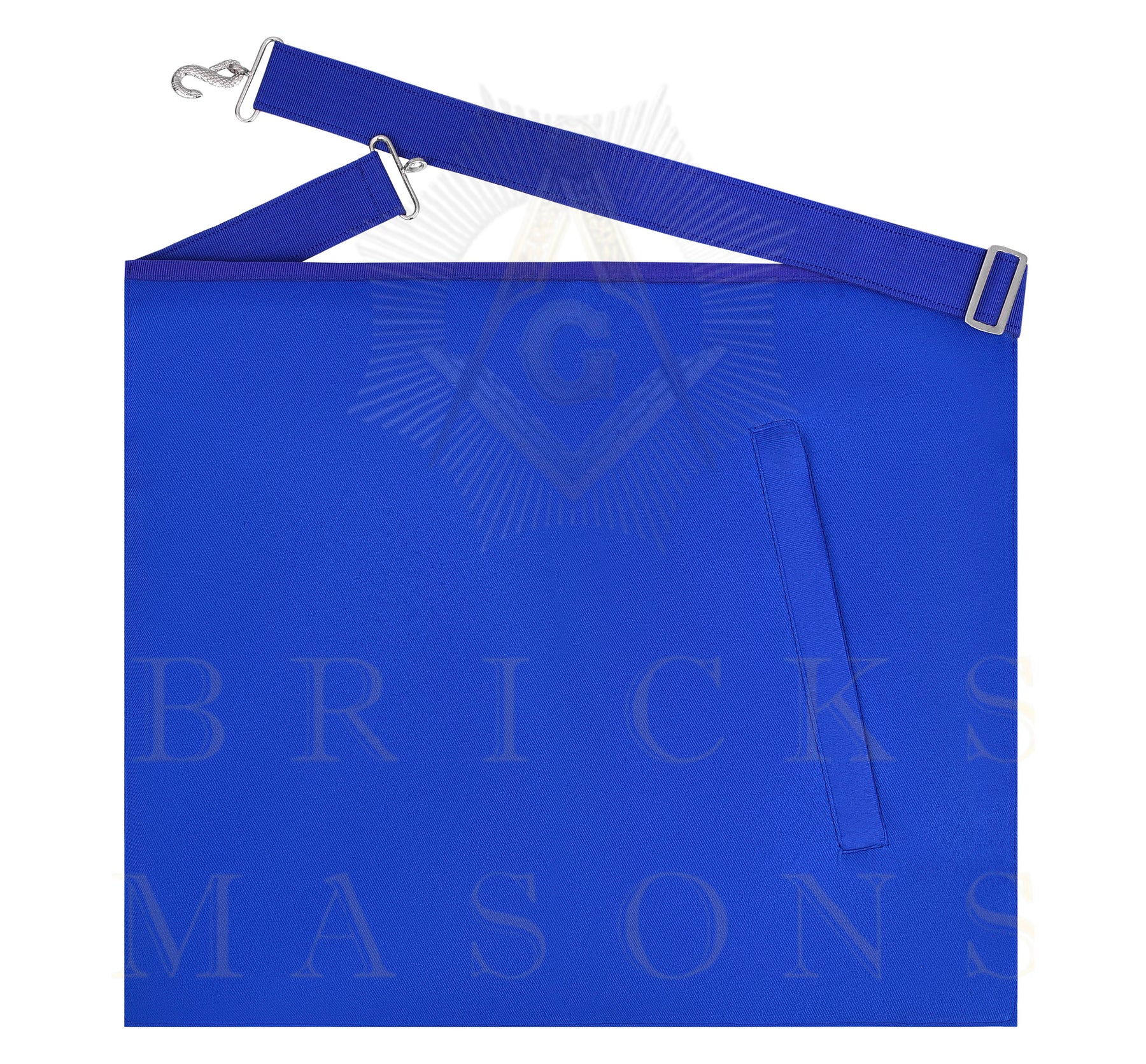 Organist Blue Lodge Officer Apron - Blue Ribbon With Machine Embroidery Customizable Flap - Bricks Masons