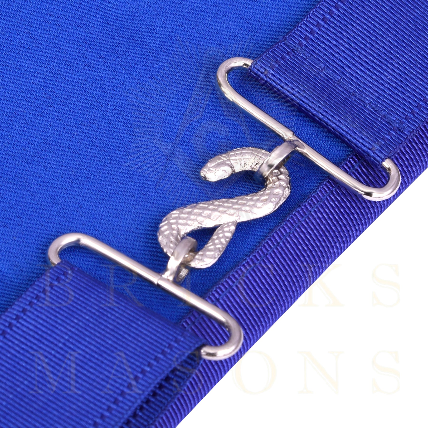 Senior Warden Blue Lodge Officer Apron - Blue Ribbon With Machine Embroidery Customizable Flap - Bricks Masons