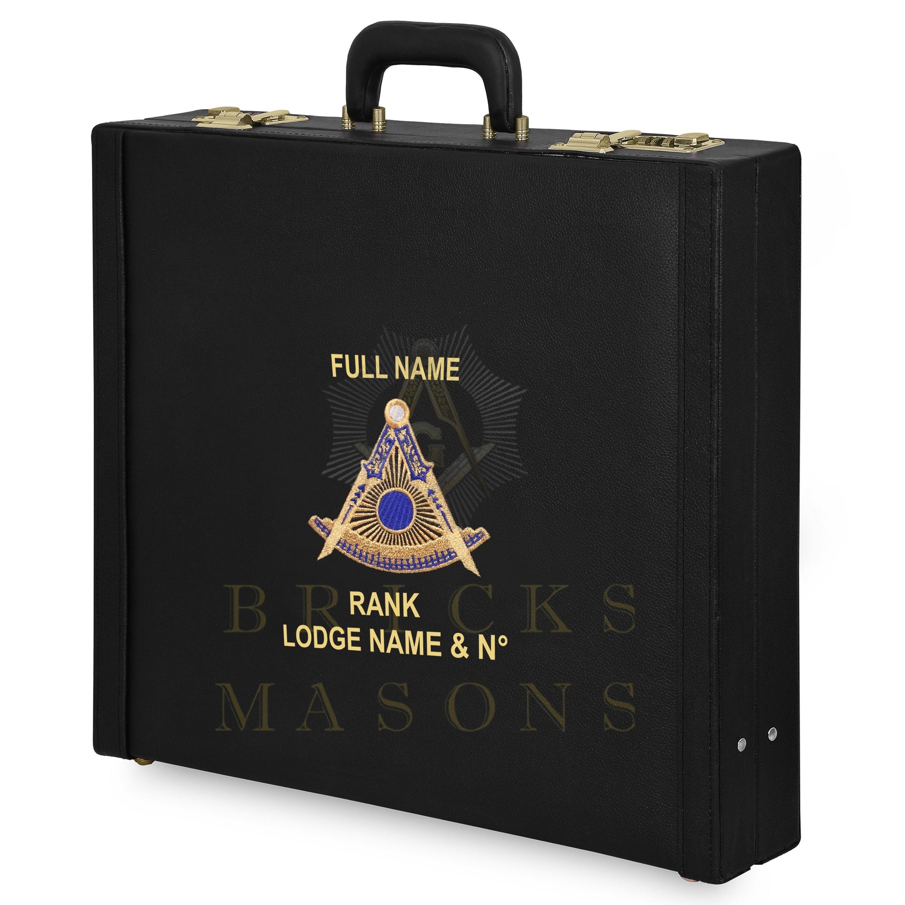 Past Master Blue Lodge Apron Case - Gold & Blue Machine Embroidery Various Sizes & Materials - Bricks Masons