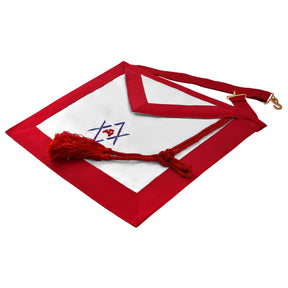 Royal Arch Chapter Apron - Red Ribbon With Triple Tau & Star Of David