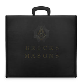Past Sovereign Master Allied Masonic Degrees Apron Case - Personalized Black Imitation Leather MM, WM, Provincial - Bricks Masons