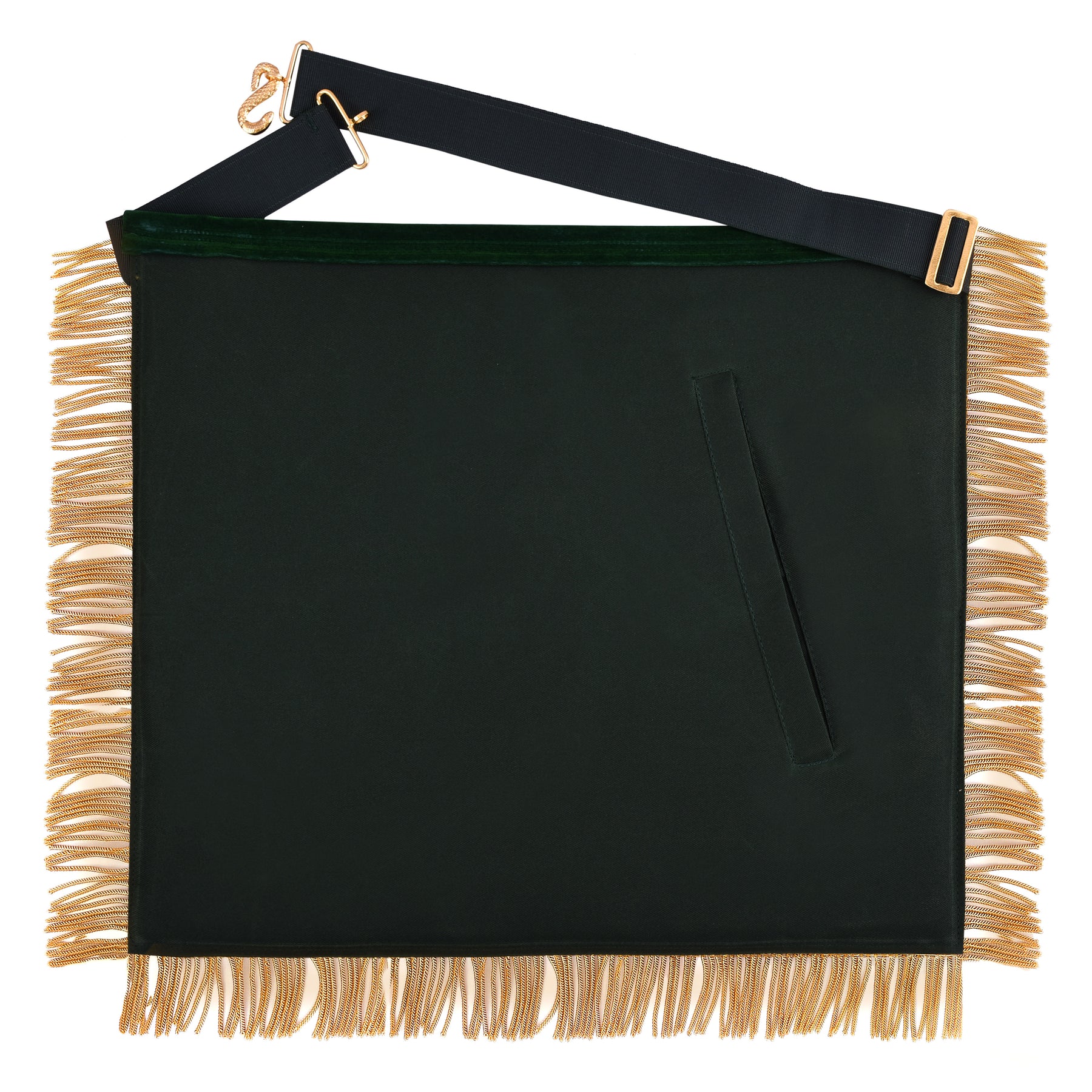 Past Sovereign Grand Master Allied Masonic Degrees Apron - Forest Green Velvet With Gold Fringe - Bricks Masons