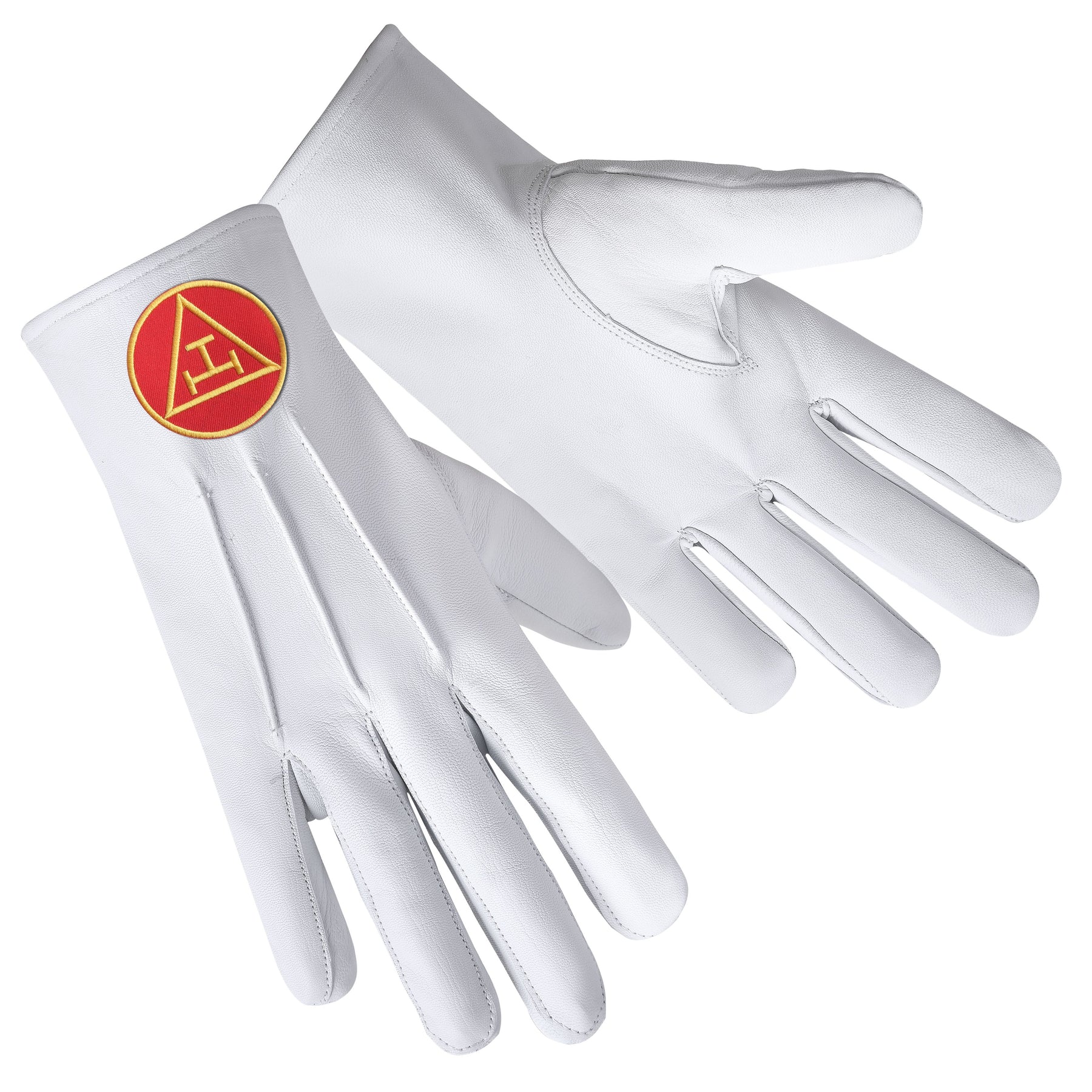 Royal Arch Chapter Glove - Leather With Gold & Red Patch - Bricks Masons