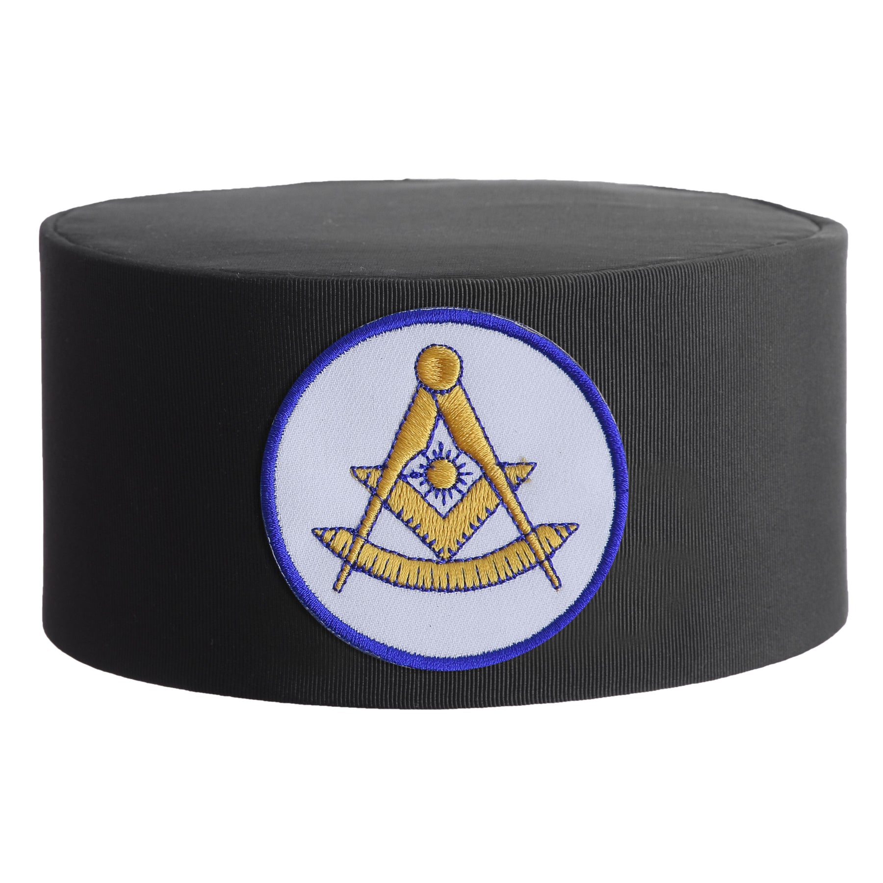 Past Master Blue Lodge California Regulation Crown Cap - White Patch With Gold Emblem - Bricks Masons
