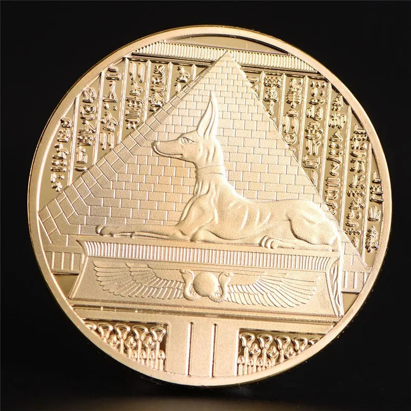 1pc Gold Plated Egypt Death Protector Anubis Coin Copy Coins Egyptian God Of Death Commemorative Coins Collection Gift - Bricks Masons