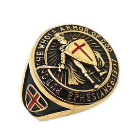 Knights Templar Commandery Ring - Stainless Steel God & Black Plated - Bricks Masons