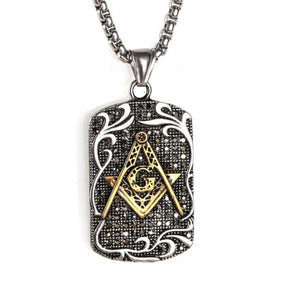 Master Mason Blue Lodge Necklace - Tag Motif [Gold & Silver]