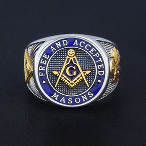 Master Mason Blue Lodge Ring - Free and Accepted Masons with S&C G Eye of Providence