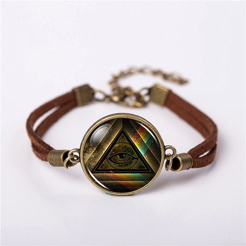 Master Mason Blue Lodge Bracelet - Square and Compass G Leather - Bricks Masons