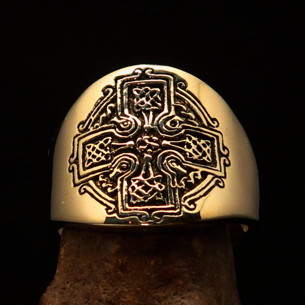 Knights Templar Commandery Ring - Gold Cross Antiqued Brass