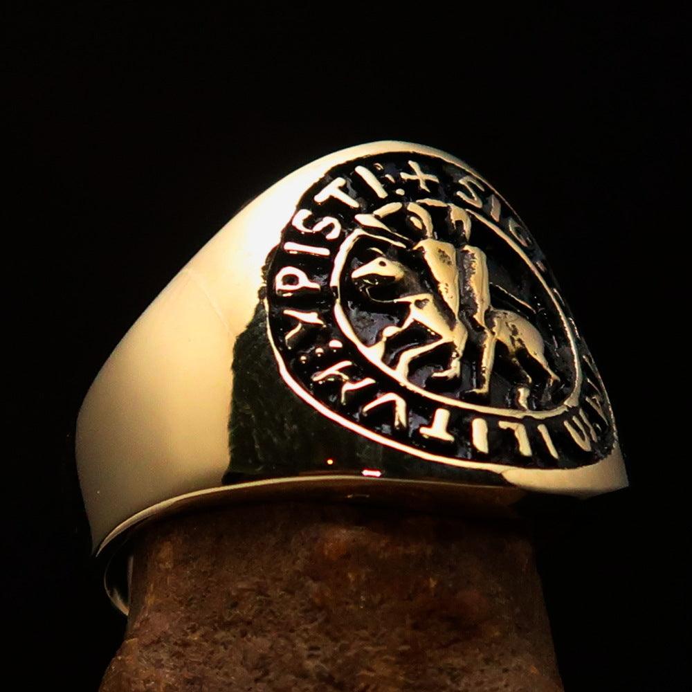 Knights Templar Commandery Ring - Gold Brass Sigillum MilItum XPISTI