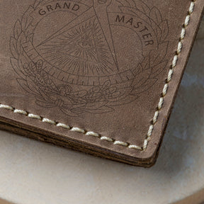 Grand Master Blue Lodge Wallet - Handmade Leather - Bricks Masons