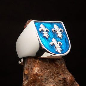 Knights Templar Commandery Ring - Blue Fleur De Lis Cross Sterling