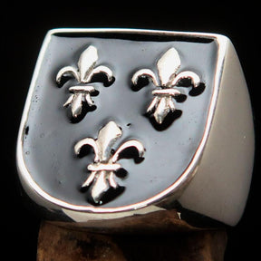 Knights Templar Commandery Ring - Black Fleur De Lis Sterling Silver