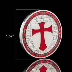 Knights Templar Commandery Coin - Red Silver Plated