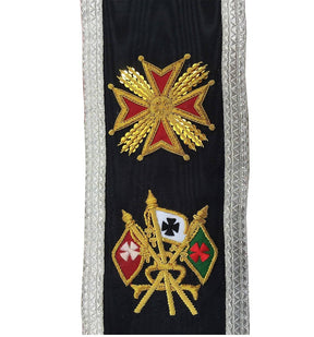 32nd Degree Scottish Rite Collar - Black Moire Silver Braid - Bricks Masons