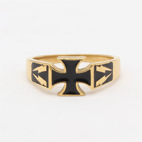 Knights Templar Commandery Ring - Cross Titanium Steel Various Colors - Bricks Masons