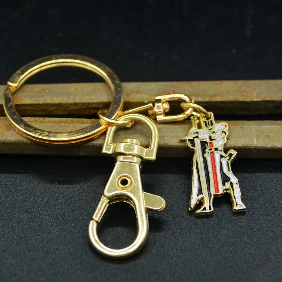 Knights Templar Commandery Keychain - Gold Plated Chain And Pendant