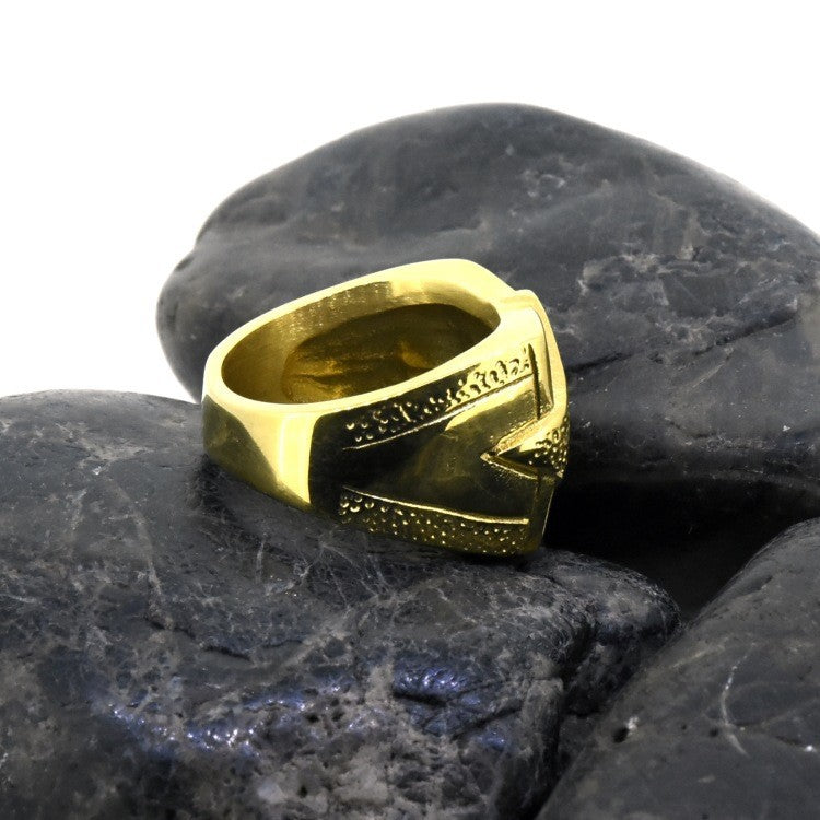 Knights Templar Commandery Ring - Gold Plated Stainless Steel Cross Ring - Bricks Masons