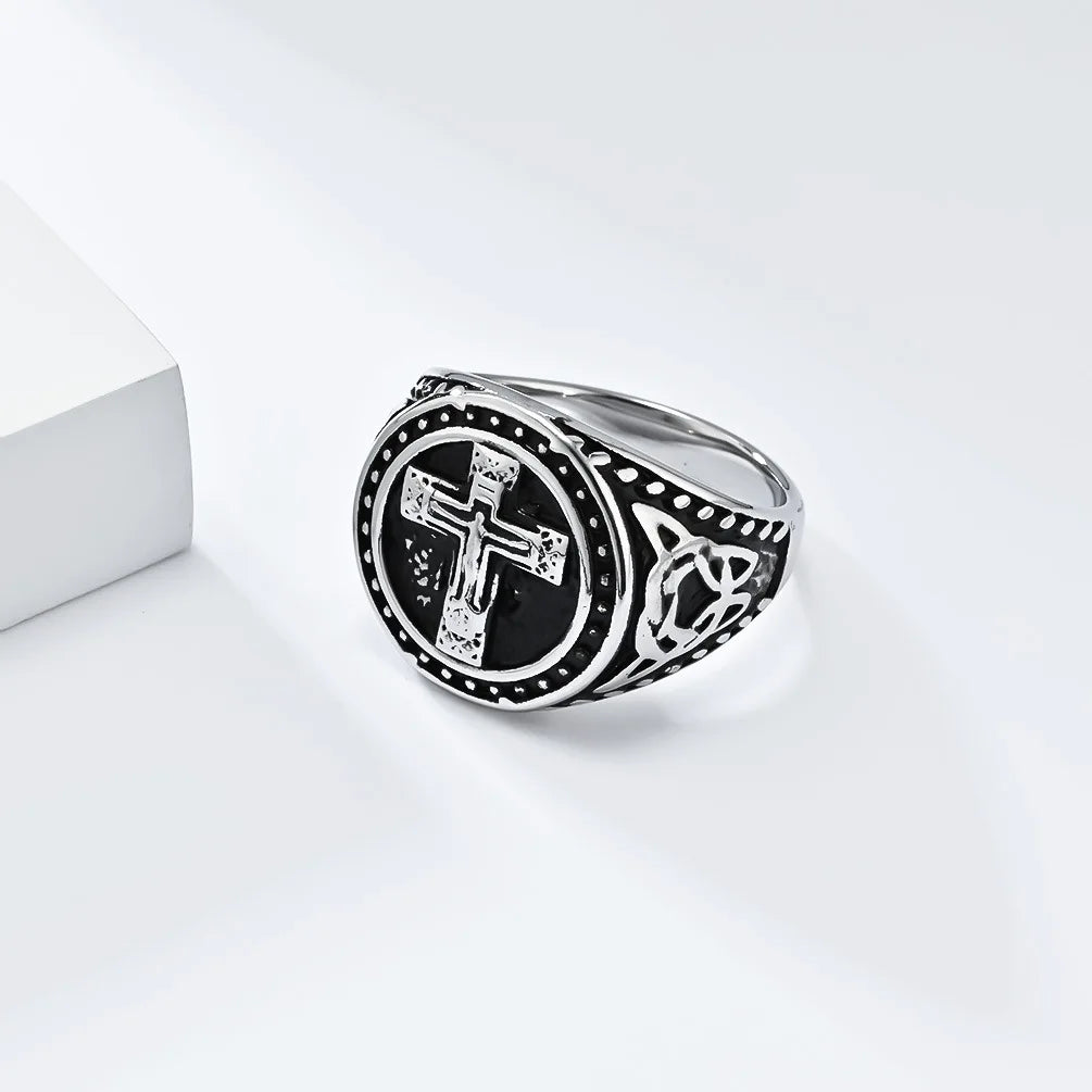 Knights Templar Ring - 18mm Stainless Steel - Bricks Masons