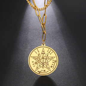 Ancient Israel Necklace - Hebrew Tetragrammaton Pentagram of Solomon - Bricks Masons