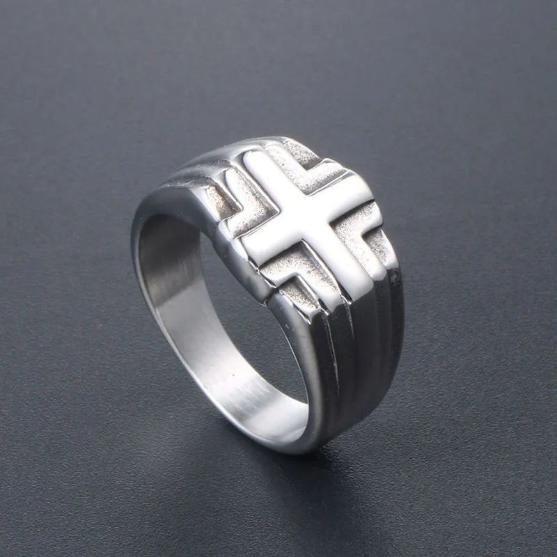 Knights Templar Commandery Ring - Stainless Steel Concise Cross - Bricks Masons