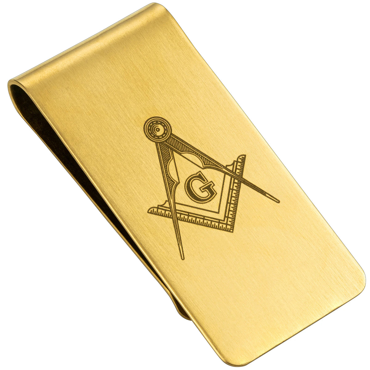Master Mason Blue Lodge Money Clip - Gold Plated Stainless Steel Square & Compass G - Bricks Masons