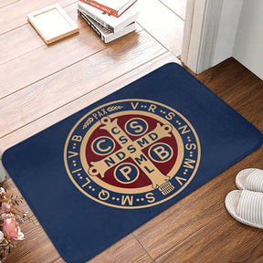 Knights Templar Rug - Saint Benedict Medal Anti-Slip