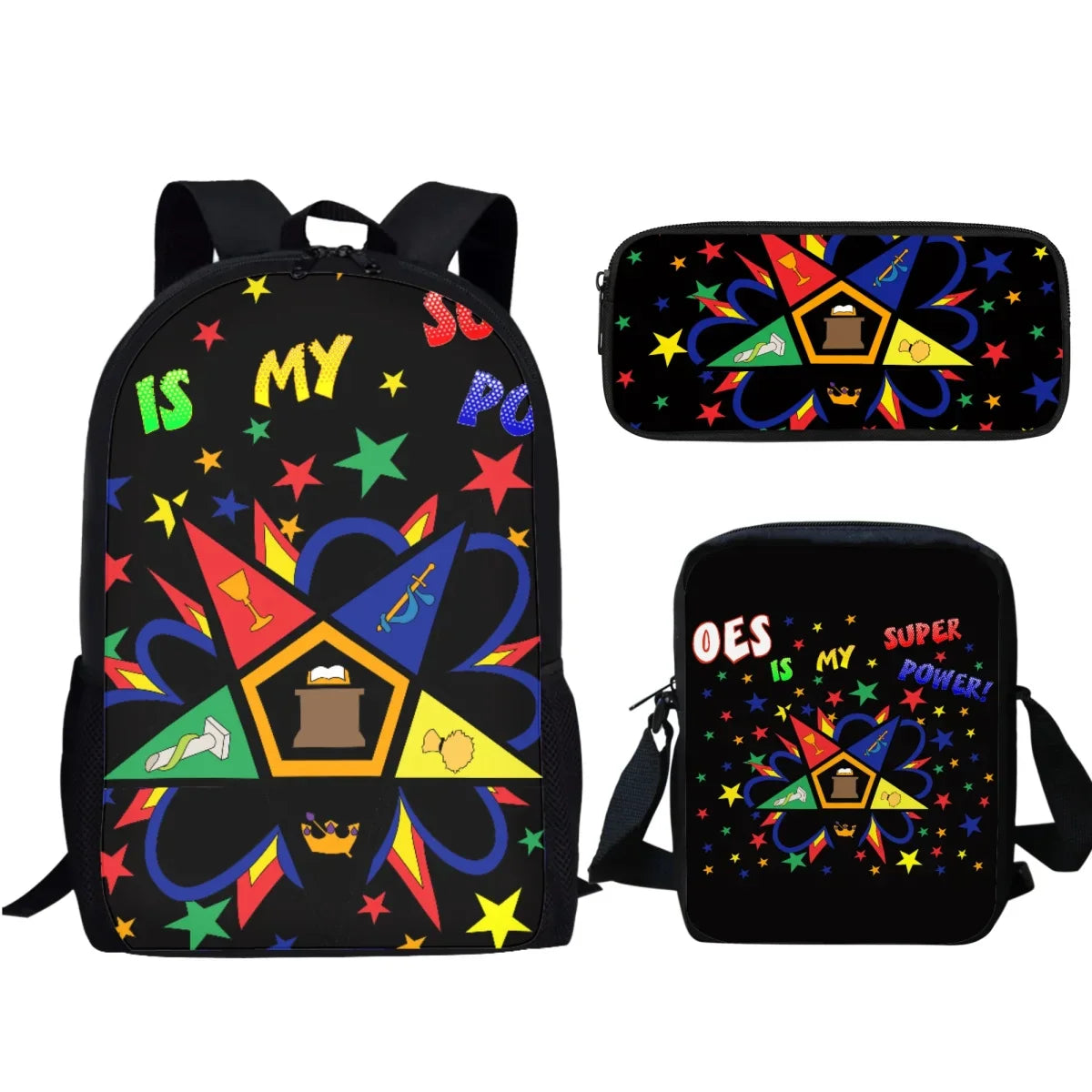 OES Style Order of The Eastern Star School Bags Set Casual Students Bookbag Printing Kids Fashion Laptop Backpack 3Pcs Mochila - Bricks Masons