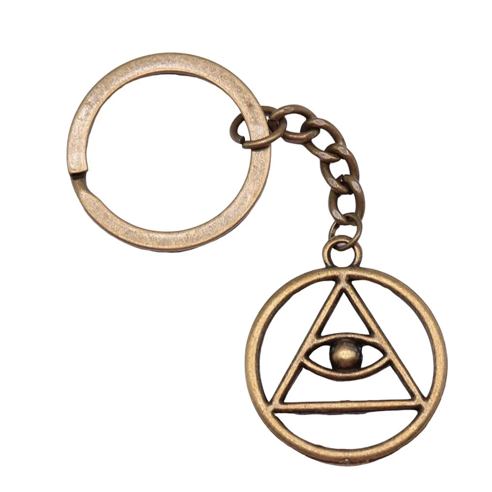 New Fashion Men Keychain DIY Metal Holder Chain Vintage Antique Bronze Color 32x28mm All-Seeing Eye Pendant Gift - Bricks Masons