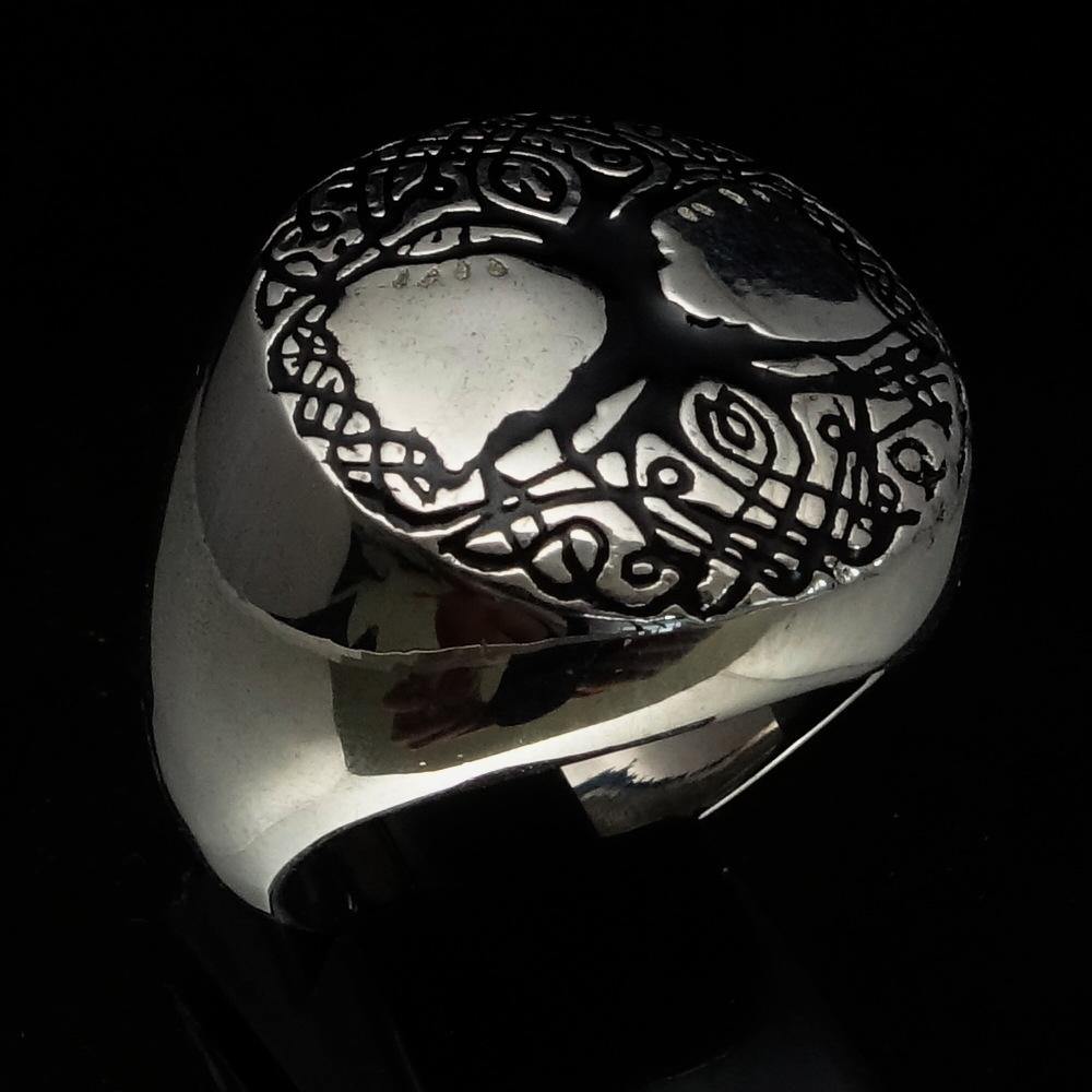 Ancient Israel Ring - Tree of Life Black Sterling Silver - Bricks Masons