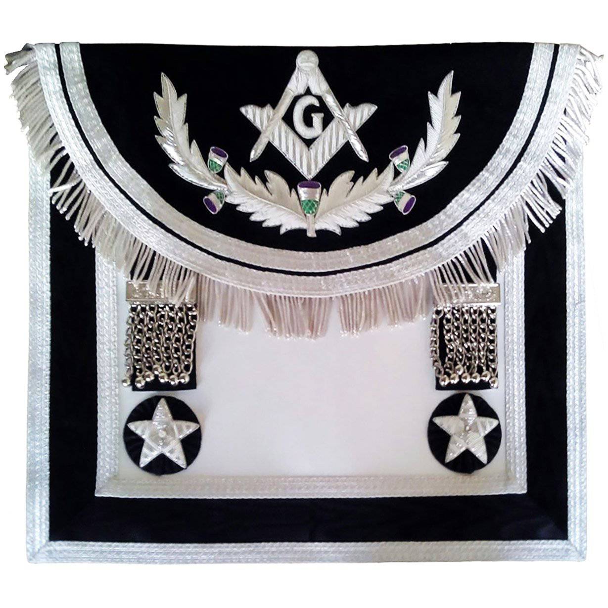 Master Mason Craft Scottish Regulation Apron - Black Silver