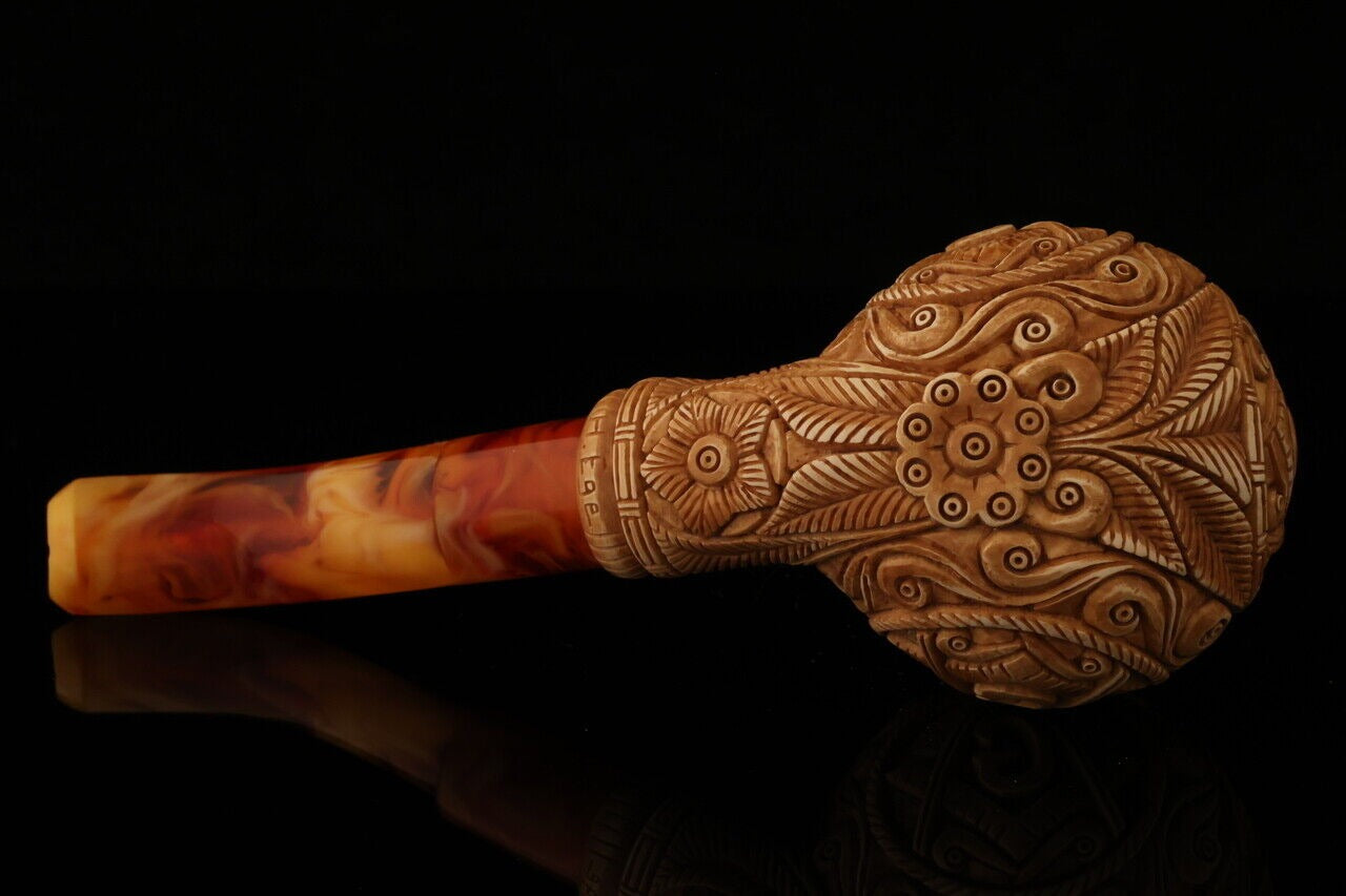 Master Mason Blue Lodge Meerschaum Pipe - Handcrafted With Square & Compass G - Bricks Masons