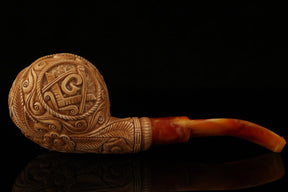 Master Mason Blue Lodge Meerschaum Pipe - Handcrafted With Square & Compass G - Bricks Masons