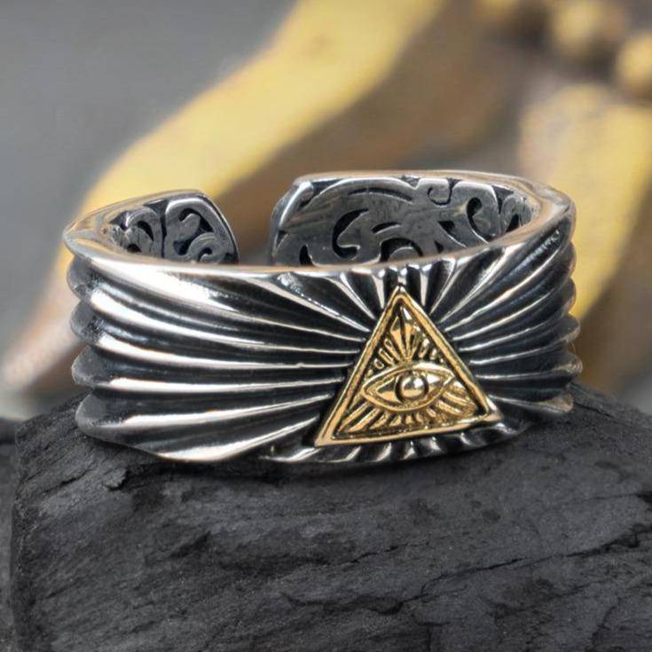 Eye Of Providence Ring - 925 Sterling Silver - Bricks Masons