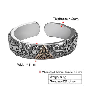 Eye Of Providence Ring - Adjustable 925 Sterling Silver - Bricks Masons
