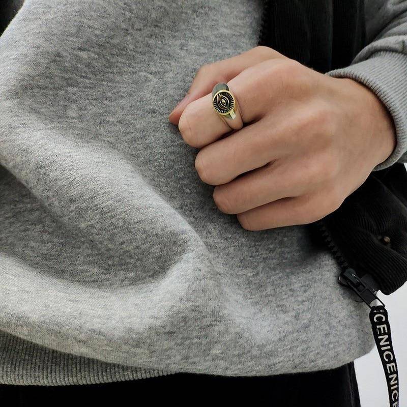 Eye Of Providence Ring - Classic Golden Eye Resizable 925 Sterling Silver - Bricks Masons