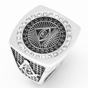 Eye Of Providence Ring - Eye of Horus Pyramid Silver - Bricks Masons