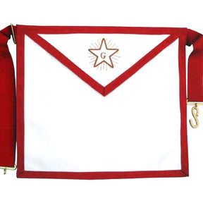 Fellowcraft Scottish Rite Apron - White with Thin Red Borders - Bricks Masons