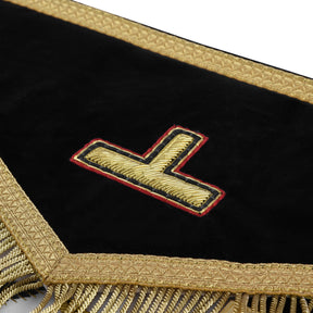 Grand Inspector Apron - Blue Velvet With Gold Hand Embroidery Bullion - Bricks Masons