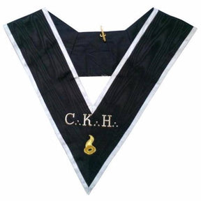 Grand Maître des Banquets 30th Degree French Collar - Black Moire with White Borders - Bricks Masons