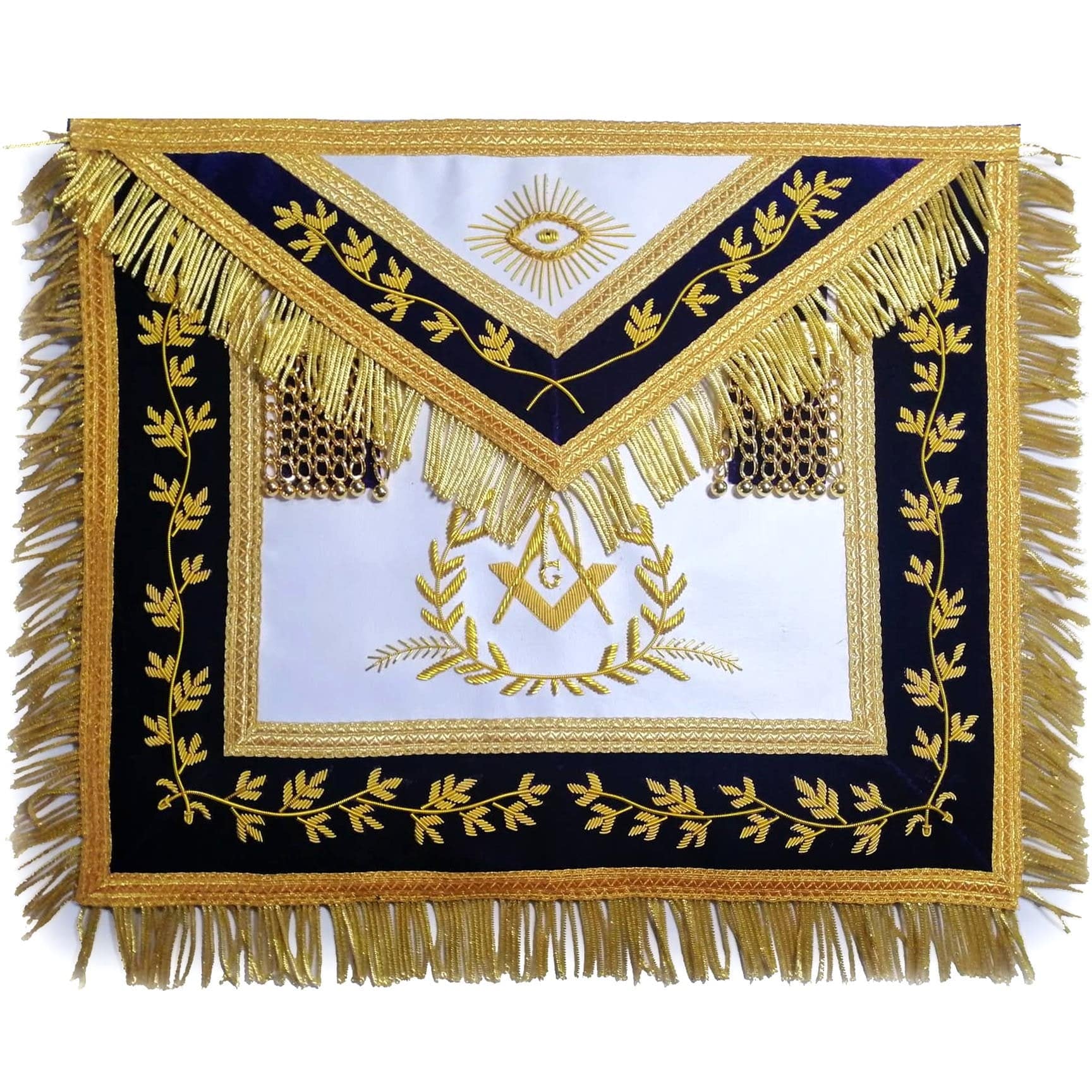 Grand Master Blue Lodge Apron - Bullion Hand Embroidery - Bricks Masons