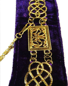 Grand Officers Blue Lodge Chain Collar - Gold Plated on Purple Velvet - Bricks Masons