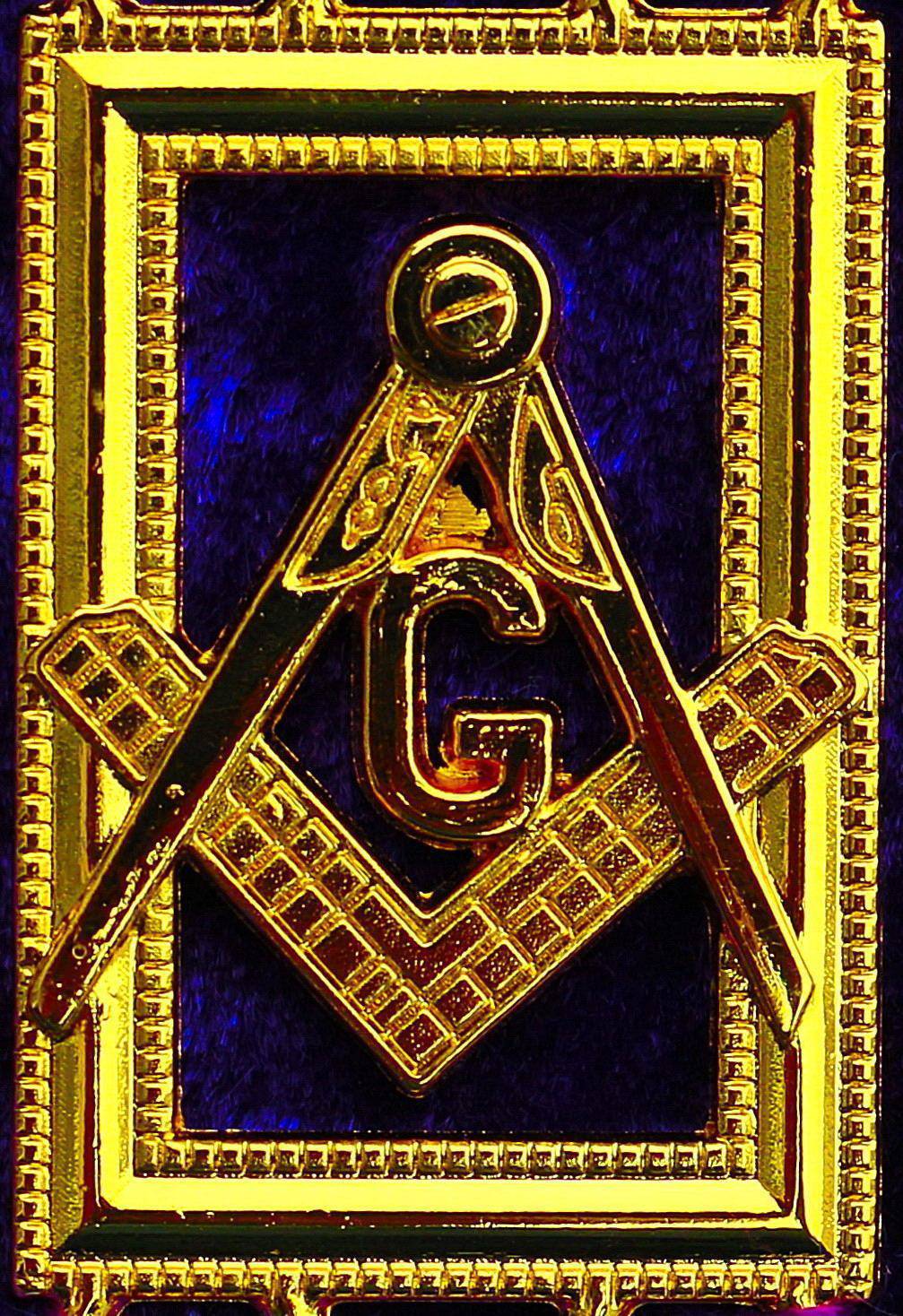 Grand Officers Blue Lodge Chain Collar - Gold Plated with Rhinestones on Red Velvet - Bricks Masons