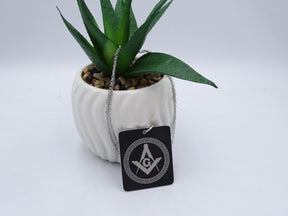 Master Mason Blue Lodge Necklace - Black Anodized Aluminium Pendant - Bricks Masons