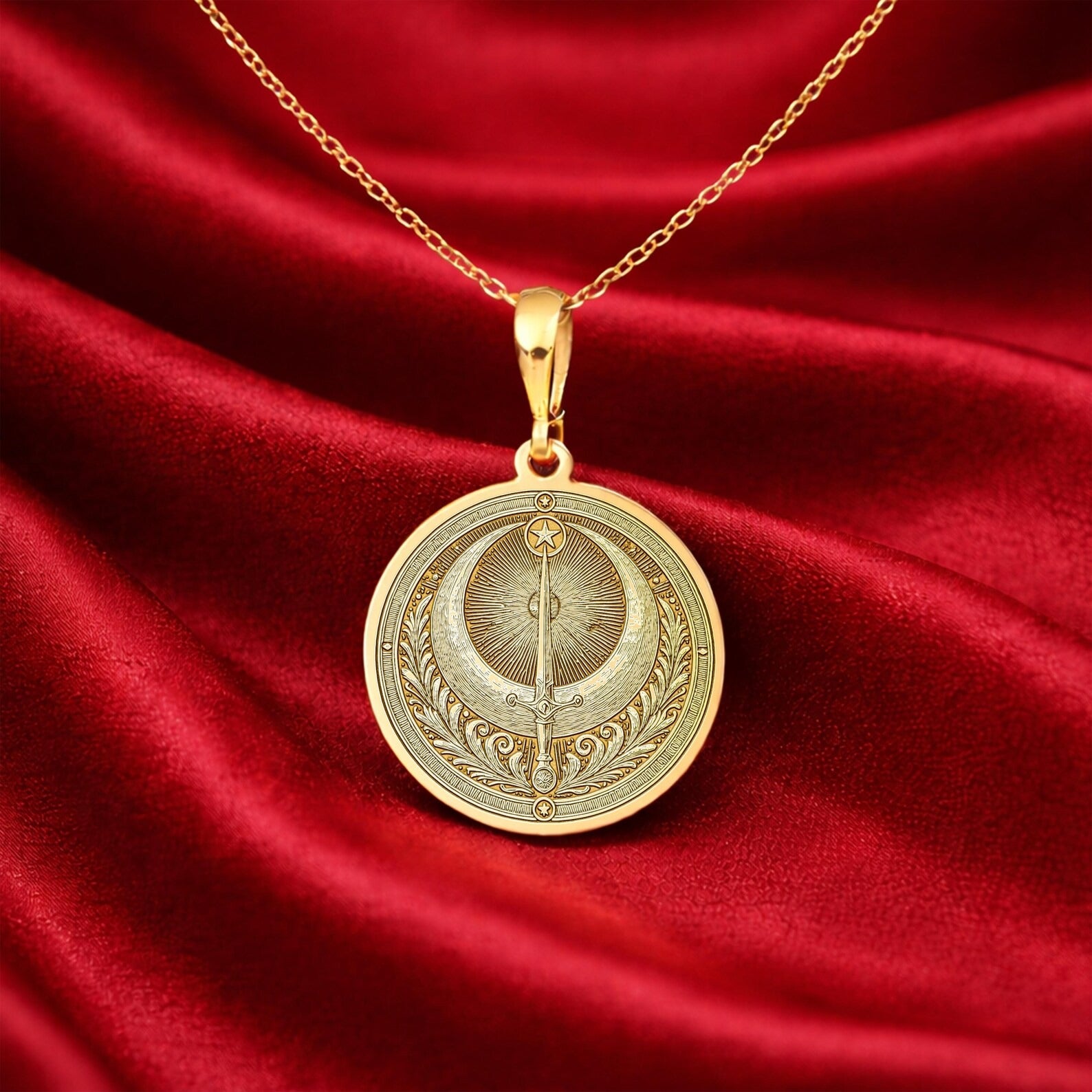 Masonic Necklace - Shriners Crescent Sword With Customization - Bricks Masons