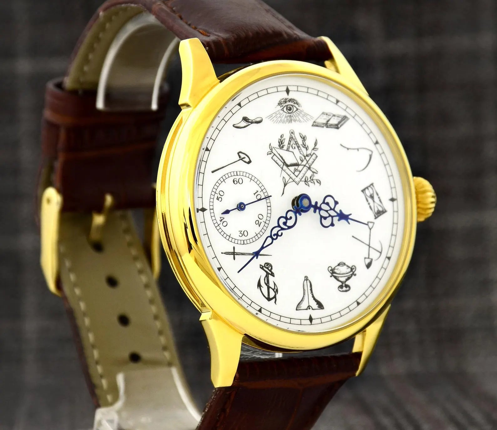 Master Mason Blue Lodge Wristwatch -  All-Seeing Eye - Bricks Masons