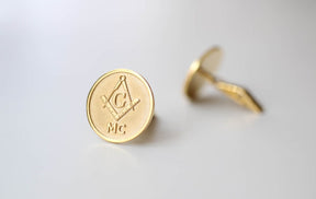 Master Mason Blue Lodge Cufflinks - Personalized with Initials - Bricks Masons