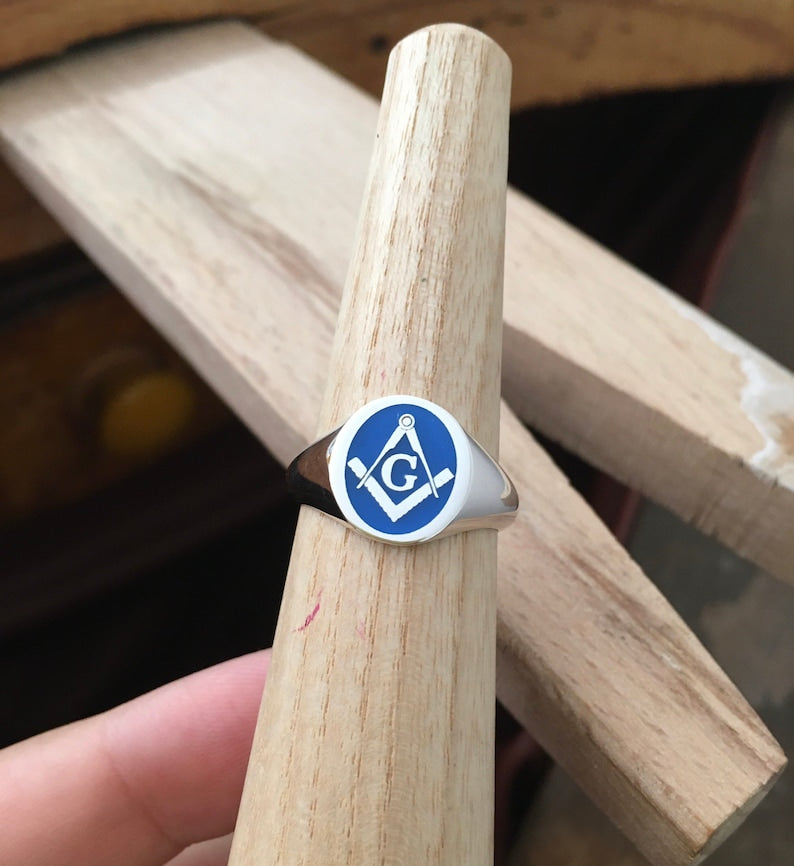 Master Mason Blue Lodge Ring - 10K to 18K Gold Various Materials