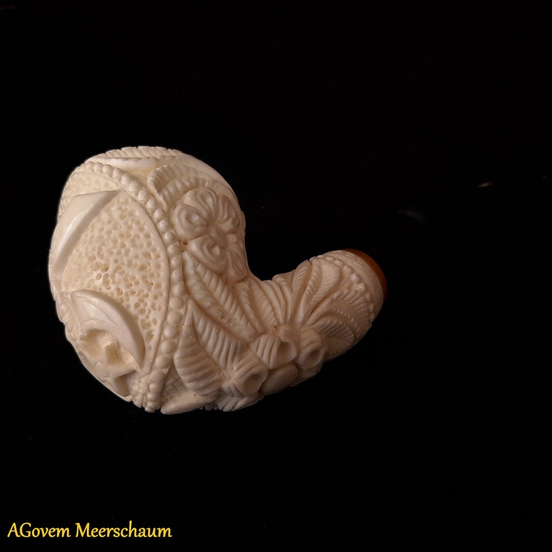 Shriners Meerschaum Pipe - Handmade Beewax With Fitter Hard Case - Bricks Masons